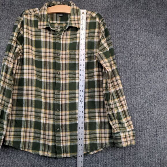 Eddie Bauer Men's Flannel Button-Up Shirt Green Plaid Medium Long Sleeve Cotton - Picture 10 of 12